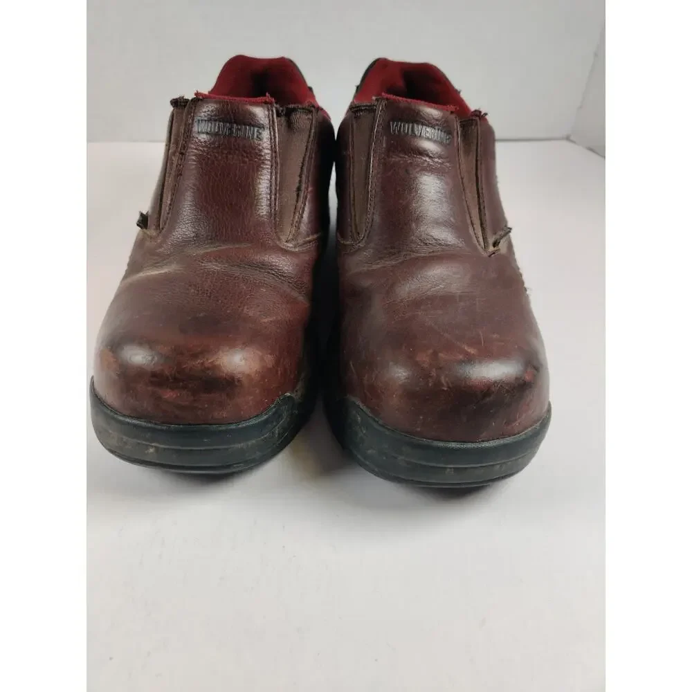 Wolverine Work Shoes Men's Size 9 EW Steel Toe Brown Slip Resistant Slip-On
